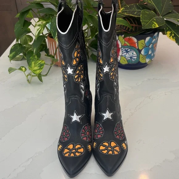 Dolce Vita Western Boot Black Multi Leather Lassie Size 7.5  NWT - Picture 5 of 14